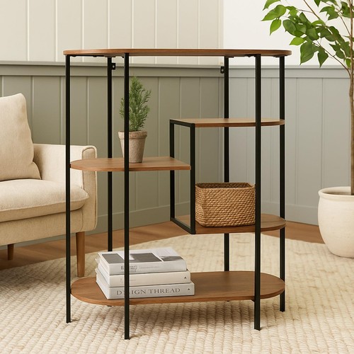 Wood metal oval shelving - metal, unit