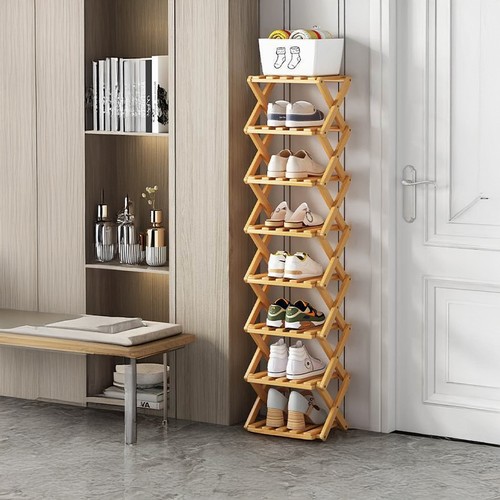Folding shoe rack bamboo - rack,