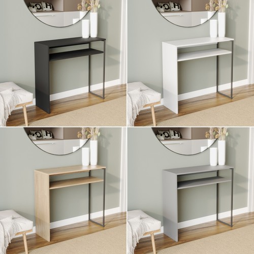 80cm wooden steel console - steel,
