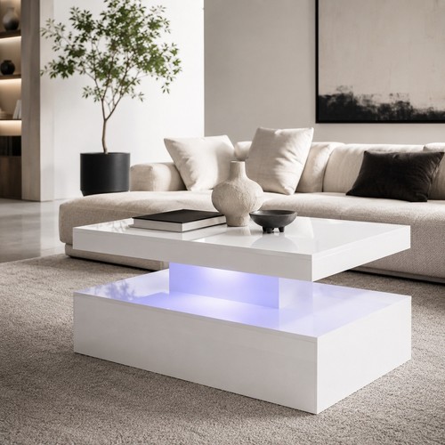 White gloss coffee table - white, 90cm