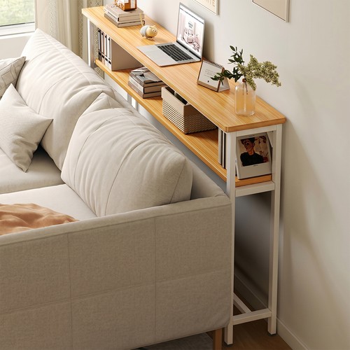 Slim console table behind sofa - table,
