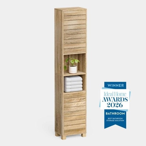 Tall bathroom cabinet oak - bathroom,