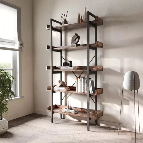 Rustic wood bookcase - wood,