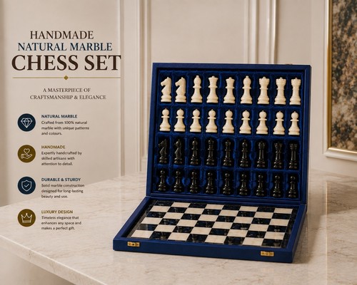 Onex natural marble chess set - natural,
