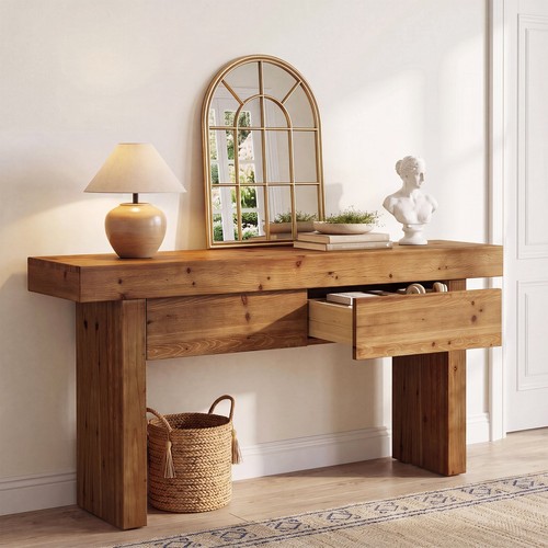 Wood console table narrow - 63",