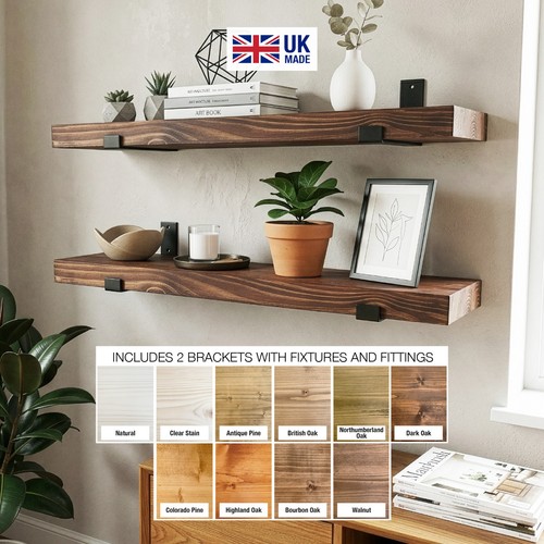 Wooden board wall shelf - 2x,